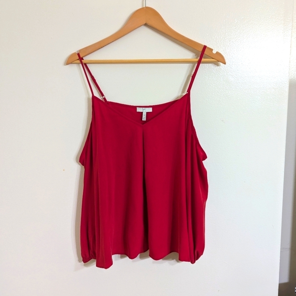 Like New Joie 100% Silk Cold Shoulder Strappy Blouse Red Size M